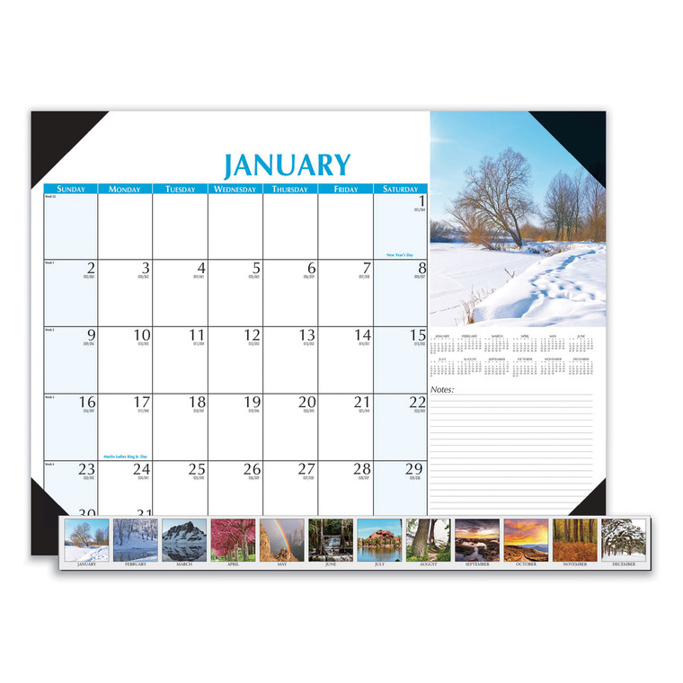 Earthscapes Scenic Desk Pad Calendar, Scenic Photos, 18.5 X 13, White Sheets, Black Binding/corners,12-Month (jan-Dec): 2022 - HOD1476