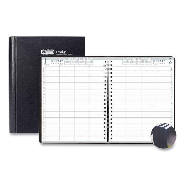 Executive Series Four-Person Group Practice Daily Appointment Book, 11 X 8.5, Black Hard Cover, 12-Month (jan To Dec): 2022 - HOD28292