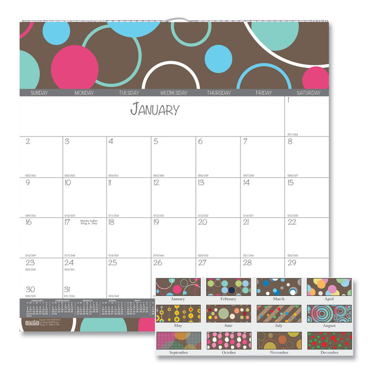 Recycled Bubbleluxe Wall Calendar, Bubbleluxe Artwork, 12 X 12, White/multicolor Sheets, 12-Month (jan To Dec): 2022 - HOD340