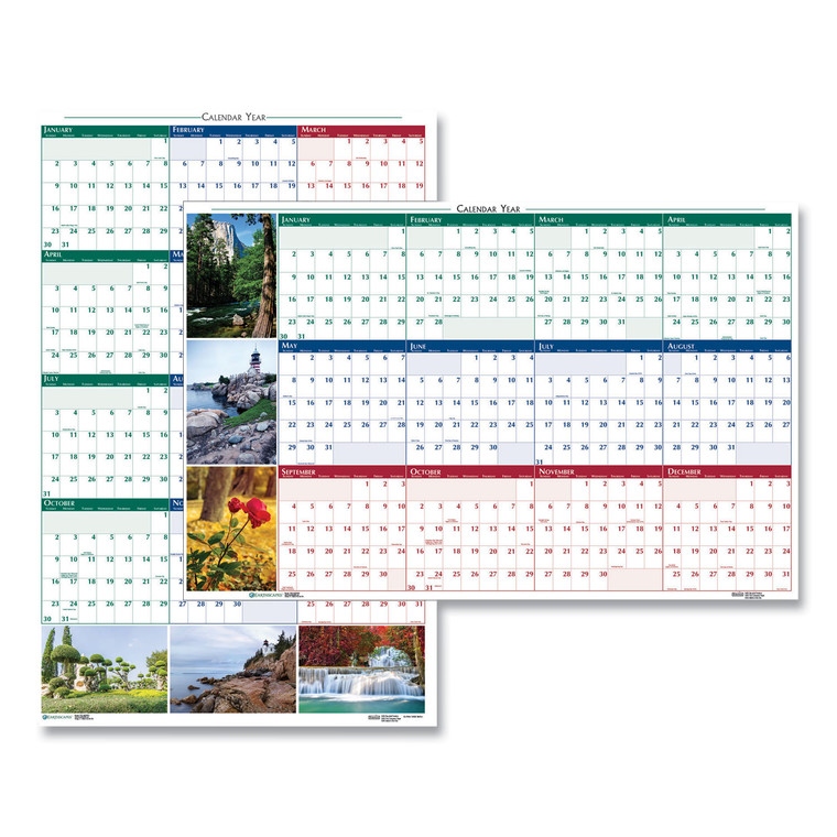 Earthscapes Recycled Reversible/erasable Yearly Wall Calendar, Nature Photos, 32 X 48, White Sheets, 12-Month (jan-Dec): 2022 - HOD3931