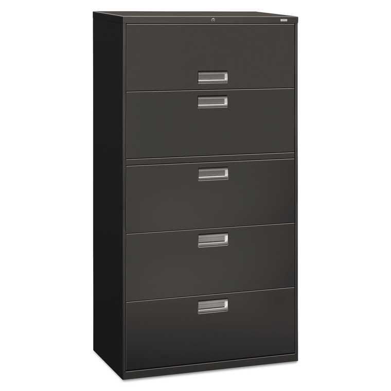 Brigade 600 Series Lateral File, 4 Legal/letter-Size File Drawers, 1 Roll-Out File Shelf, Charcoal, 36" X 18" X 64.25" - HON685LS