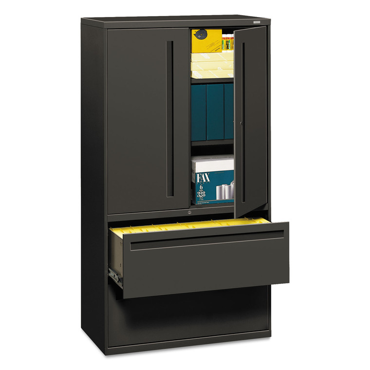 Brigade 700 Series Lateral File, Three-Shelf Enclosed Storage, 2 Legal/letter-Size File Drawers, Charcoal, 36" X 18" X 64.25" - HON785LSS