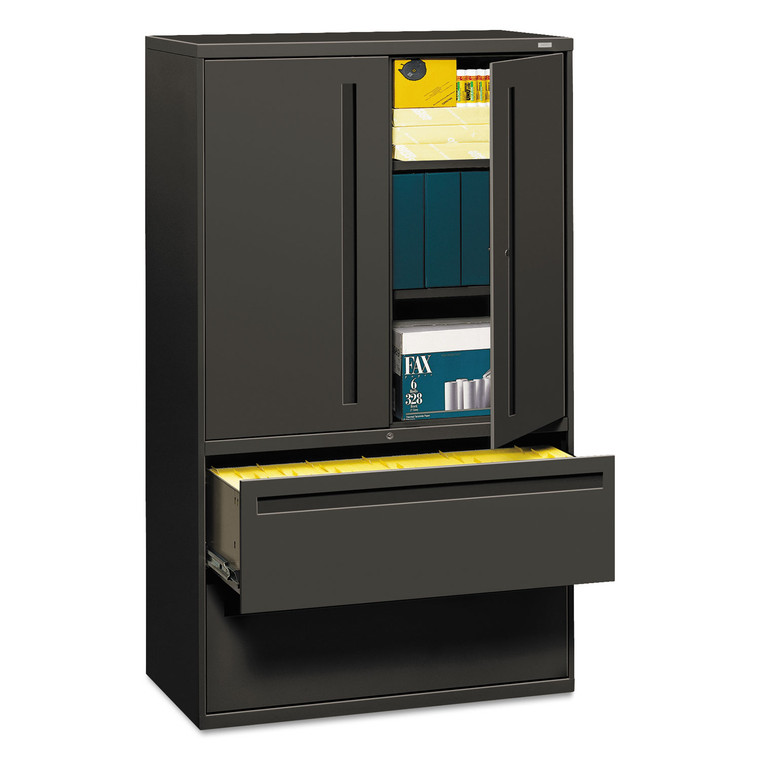 Brigade 700 Series Lateral File, Three-Shelf Enclosed Storage, 2 Legal/letter-Size File Drawers, Charcoal, 42" X 18" X 64.25" - HON795LSS