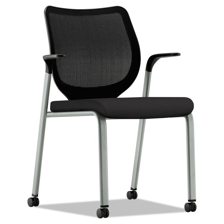 Nucleus Series Multipurpose Stacking Chair, Ilira-Stretch M4 Back, Supports Up To 300 Lb, Black Seat/back, Platinum Base - HONN606HCU10T1