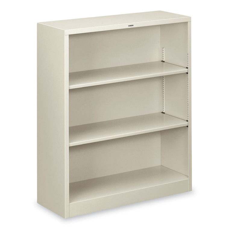 Metal Bookcase, Three-Shelf, 34-1/2w X 12-5/8d X 41h, Light Gray - HONS42ABCQ