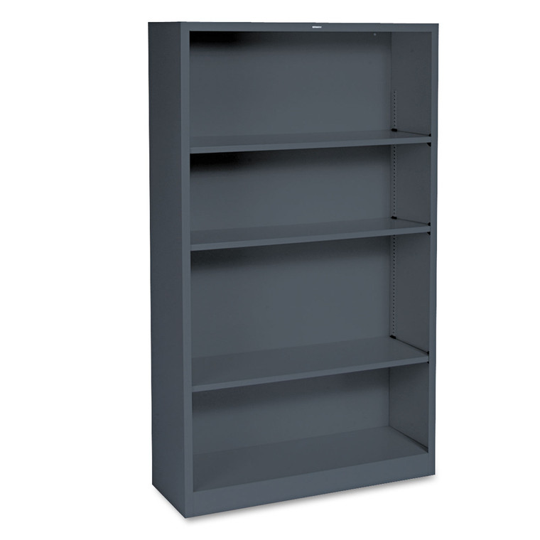 Metal Bookcase, Four-Shelf, 34-1/2w X 12-5/8d X 59h, Charcoal - HONS60ABCS