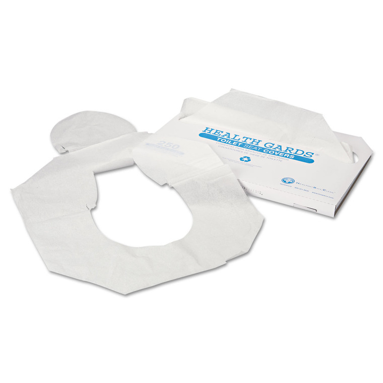 Health Gards Toilet Seat Covers, Half-Fold, 14.25 X 16.5, White, 250/pack, 4 Packs/carton - HOSHG1000