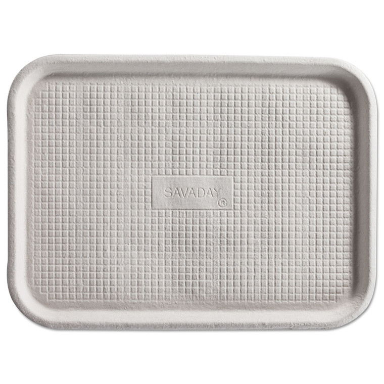 Savaday Molded Fiber Flat Food Tray, 1-Compartment, 6 X 12, White, 200/carton - HUH20803CT