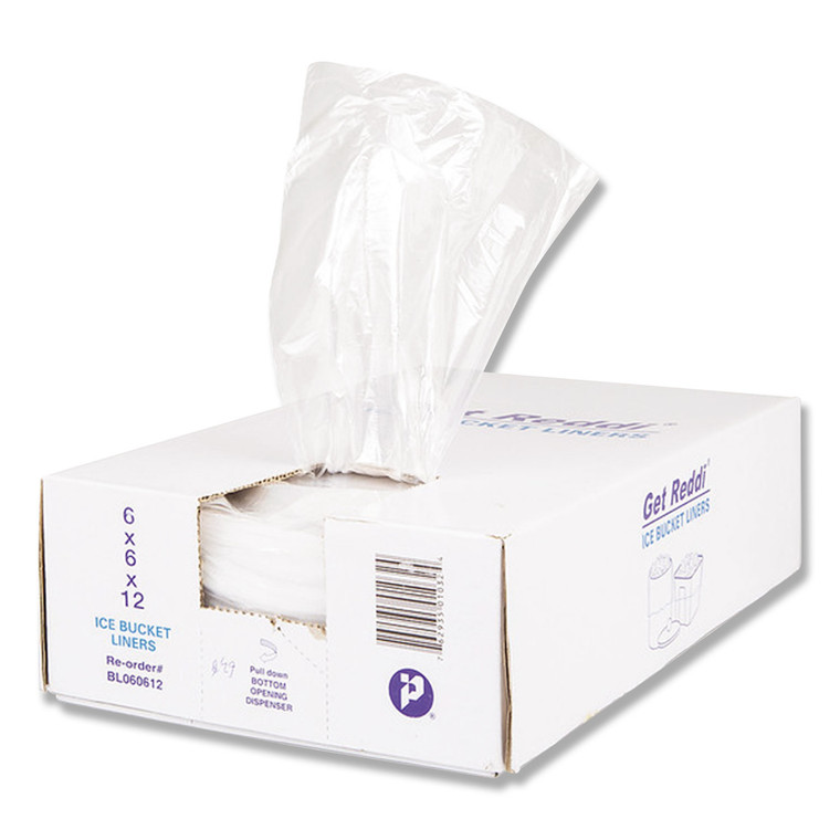 Ice Bucket Liner Bags, 3 Qt, 0.5 Mil, 6" X 12", Clear, 1,000/carton - IBSBL060612