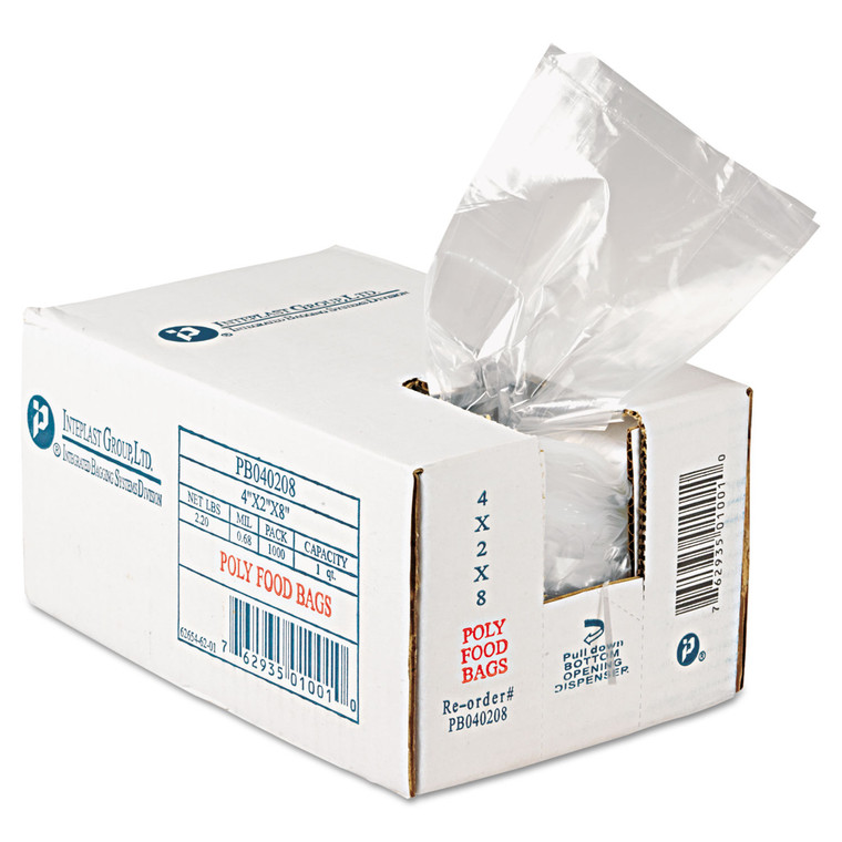 Food Bags, 16 Oz, 0.68 Mil, 4" X 8", Clear, 1,000/carton - IBSPB040208
