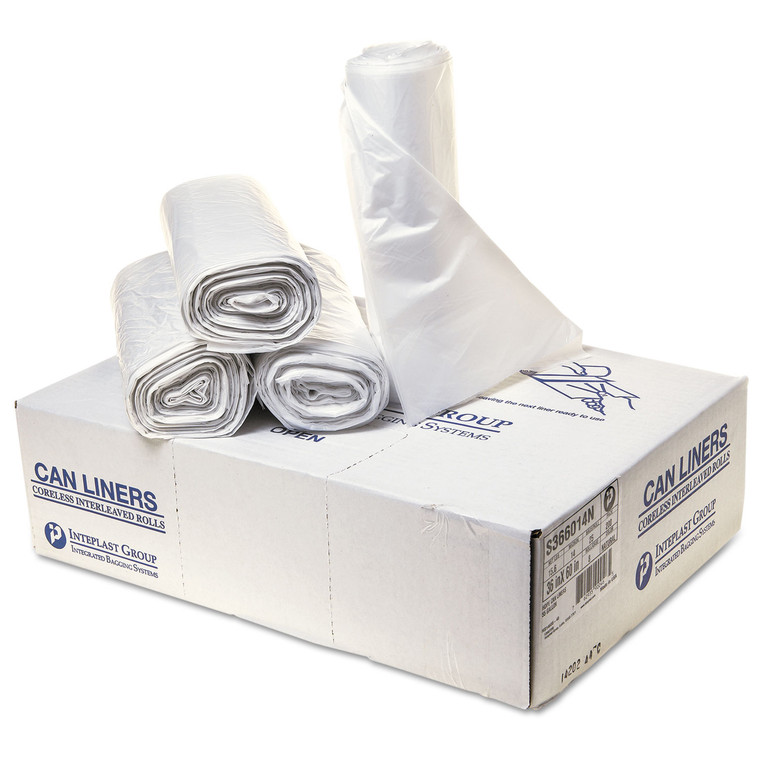 High-Density Interleaved Commercial Can Liners, 55 Gal, 14 Microns, 36" X 60", Clear, 200/carton - IBSS366014N