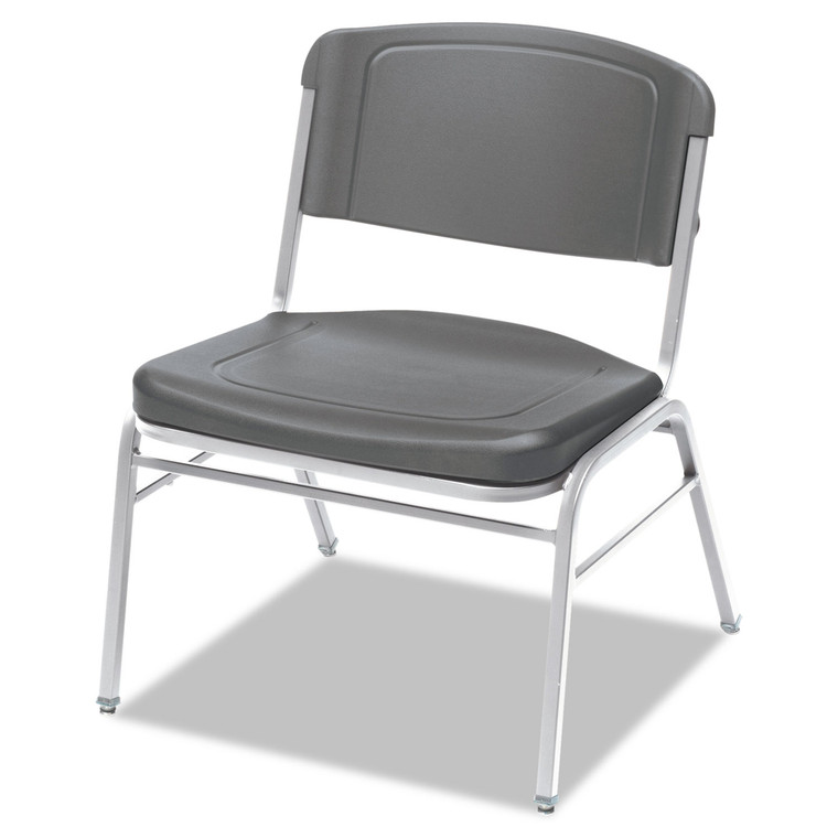 Rough N Ready Wide-Format Big And Tall Stack Chair, Supports Up To 500 Lb, Charcoal Seat/back, Silver Base, 4/carton - ICE64127