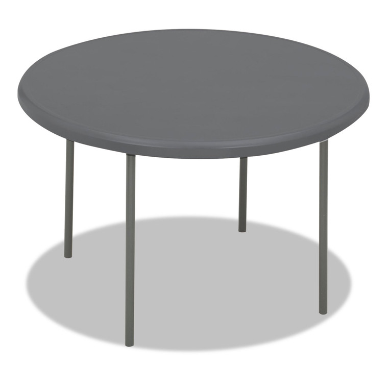 Indestructable Classic Folding Table, Round Top, 200 Lb Capacity, 48" Dia X 29"h, Charcoal - ICE65247