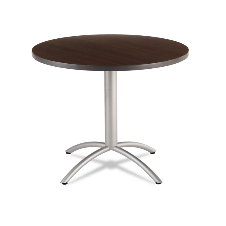 Cafeworks Table, Cafe-Height, Round Top, 36" Dia X 30"h, Walnut/silver - ICE65624