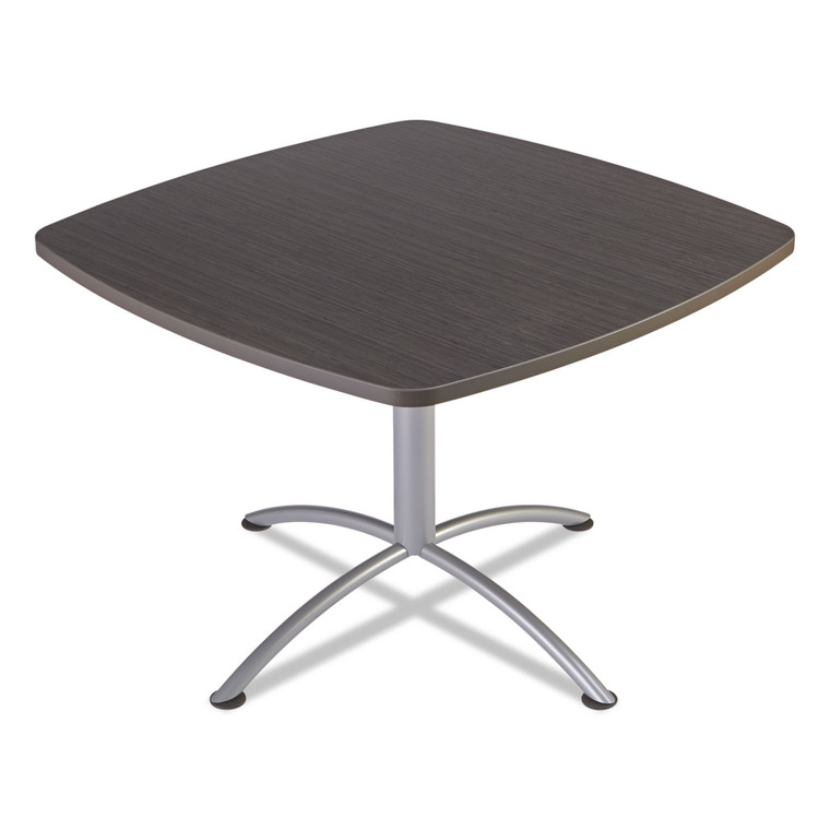 Iland Table, Cafe-Height, Square Top, Contoured Edges, 42 X 42 X 29, Gray Walnut/silver - ICE69744