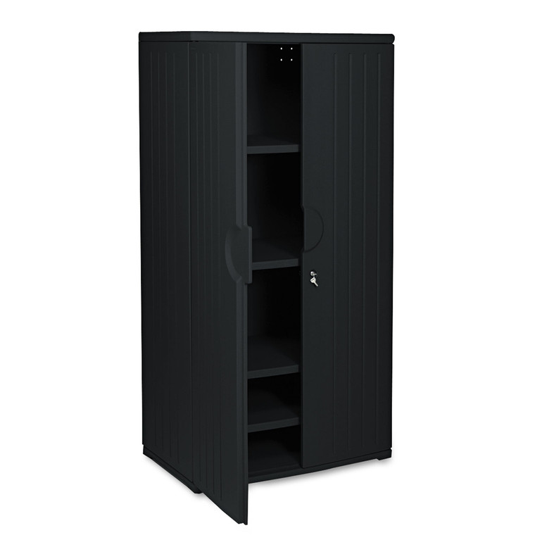 Rough N Ready Storage Cabinet, Four-Shelf, 36 X 22 X 72, Black - ICE92571