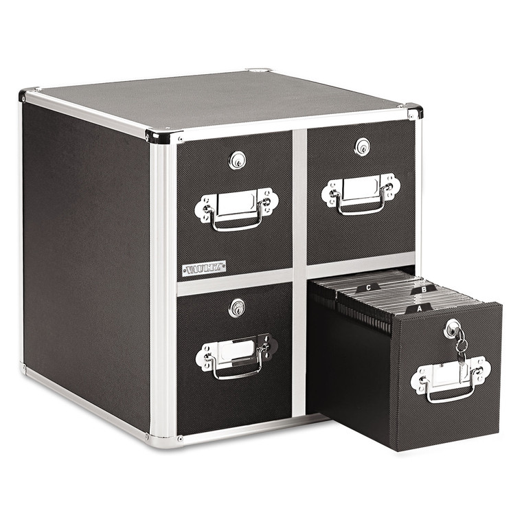 4-Drawer Cd File Cabinet, Holds 660 Folders Or 240 Slim/120 Standard Cases, Black - IDEVZ01049