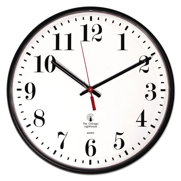 Quartz Slimline Clock, 12.75" Overall Diameter, Black Case, 1 Aa (sold Separately) - ILC67300002