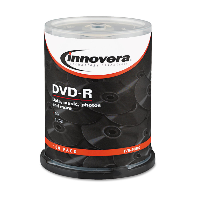 Dvd-R Recordable Discs, 4.7 Gb, 16x, Spindle, Silver, 100/pack - IVR46890