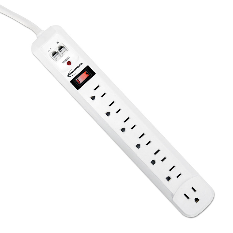 Surge Protector, 7 Outlets, 4 Ft Cord, 1080 Joules, White - IVR71654