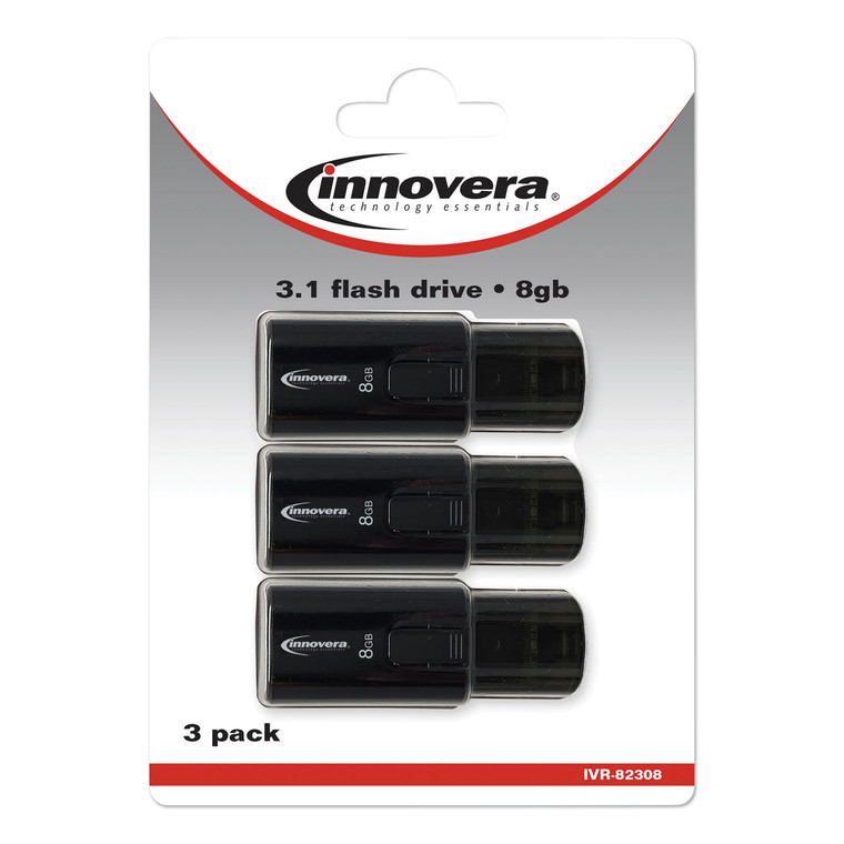 Usb 3.0 Flash Drive, 8 Gb, 3/pack - IVR82308