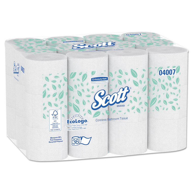 Essential Coreless Srb Bathroom Tissue, Septic Safe, 2-Ply, White, 1000 Sheets/roll, 36 Rolls/carton - KCC04007