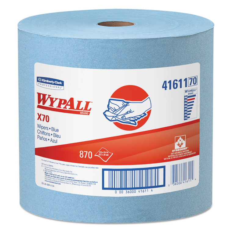 X70 Cloths, Jumbo Roll, 12 1/2 X 13 2/5, Blue, 870/roll - KCC41611