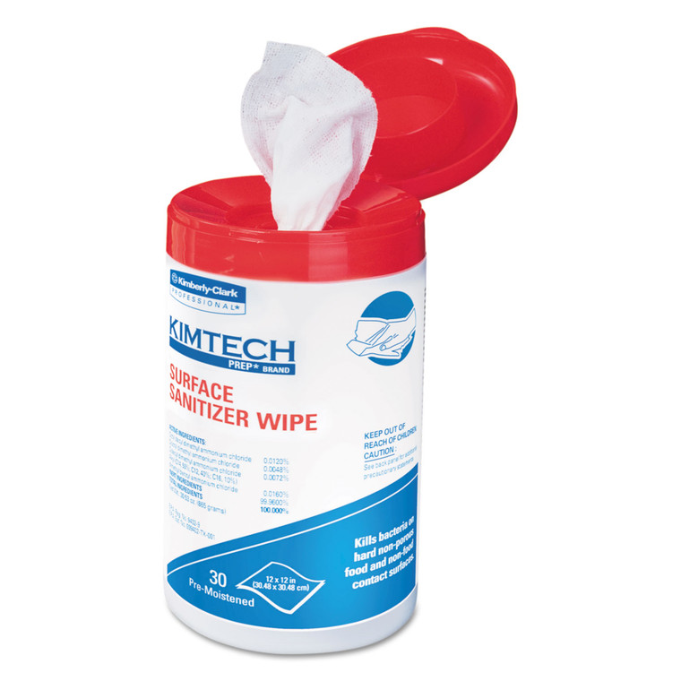 Surface Sanitizer Wipe, 12 X 12, White, 30/canister - KCC58040