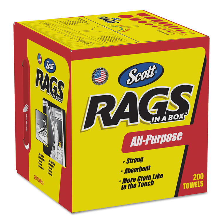 Rags In A Box, Pop-Up Box, 10 X 12, White, 200/box, 8 Boxes Per Carton - KCC75260CT