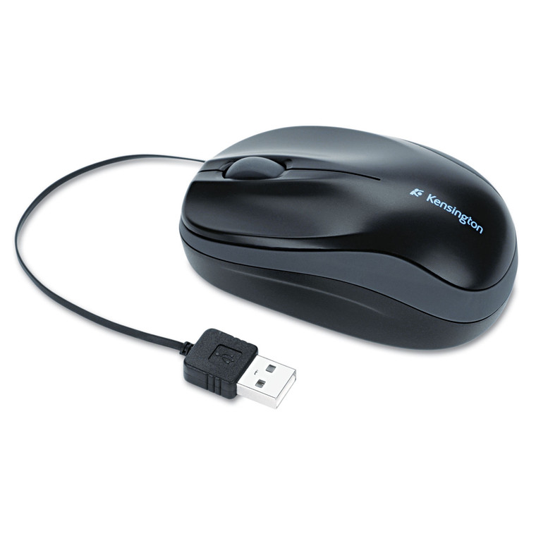 Pro Fit Optical Mouse With Retractable Cord, Usb 2.0, Left/right Hand Use, Black - KMW72339