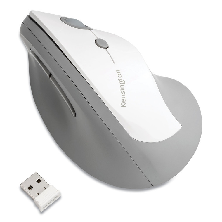 Pro Fit Ergo Vertical Wireless Mouse, 2.4 Ghz Frequency/65.62 Ft Wireless Range, Right Hand Use, Gray - KMW75520