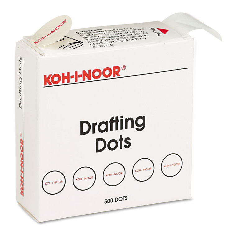 Adhesive Drafting Dots, 0.88" Dia, Dries Clear, 500/box - KOH25900J01