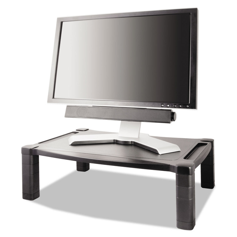 Wide Deluxe Two-Level Monitor Stand, 20" X 13.25" X 3" To 6.5", Black, Supports 50 Lbs - KTKMS500