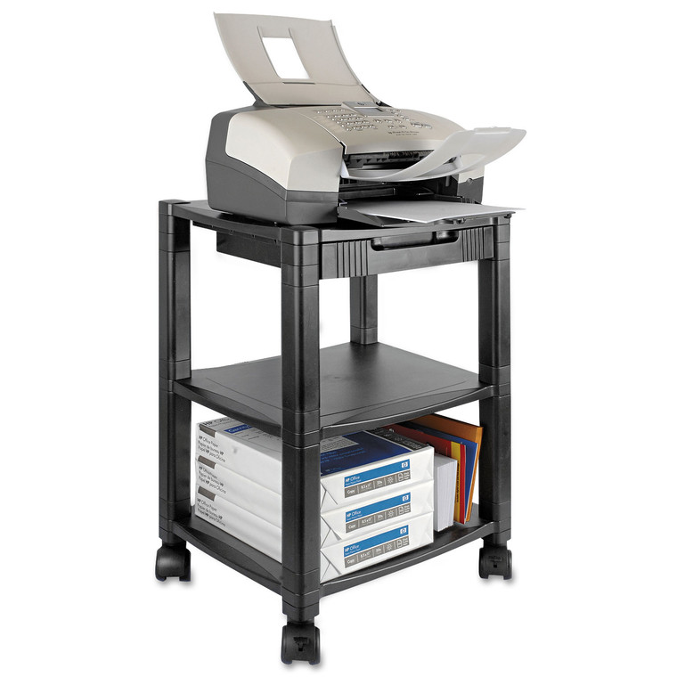 Mobile Printer Stand, Three-Shelf, 17w X 13.25d X 24.5h, Black - KTKPS540
