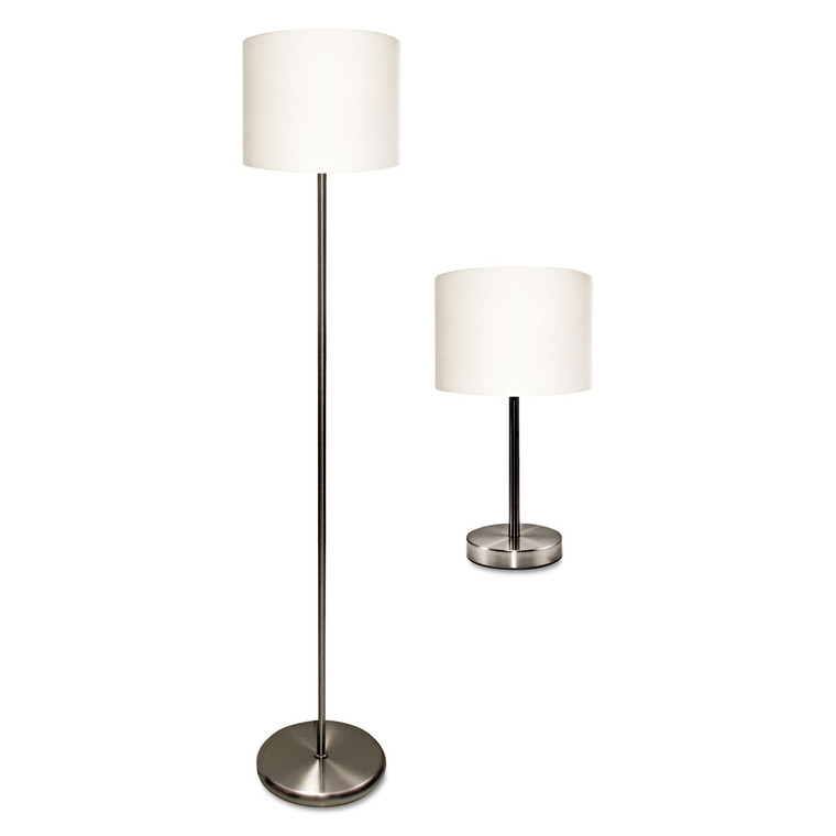 Slim Line Lamp Set, Table 12 5/8" High And Floor 61.5" High, 12"; 6"w X 61.5"; 12.63"h, Silver - LEDL9135