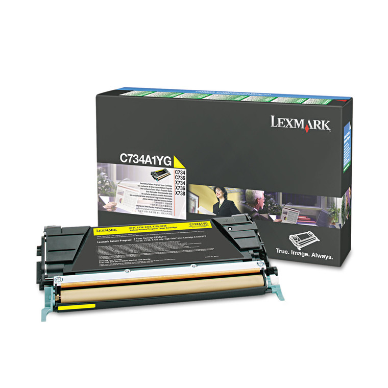 C734a1yg Return Program Toner, 6,000 Page-Yield, Yellow - LEXC734A1YG