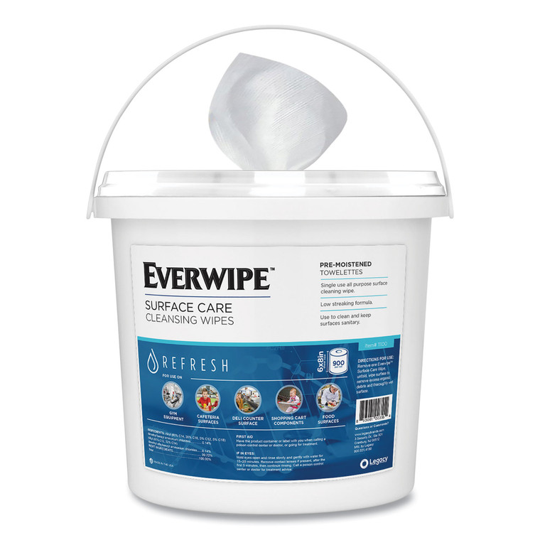 Cleaning And Deodorizing Wipes, 6 X 8, 900/dispenser Bucket, 2 Buckets/carton - LEY111002B