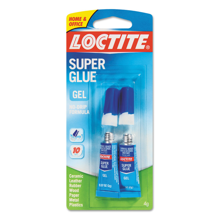 Super Glue Gel Tubes, 0.07 Oz, Dries Clear, 2/pack - LOC1255800