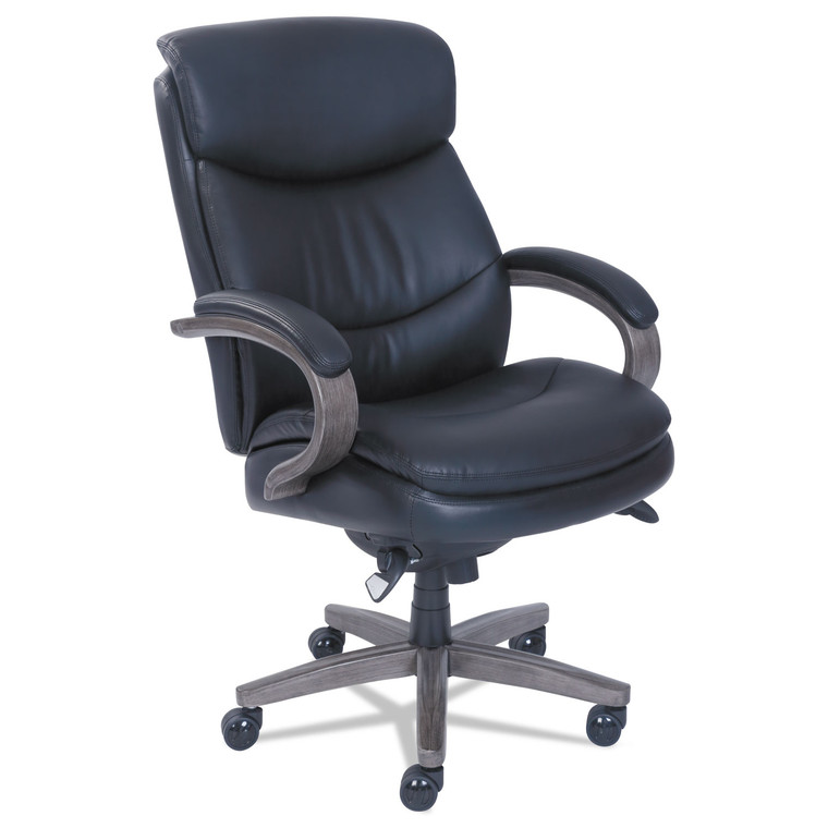 Woodbury High-Back Executive Chair, Supports Up To 300 Lb, 20.25" To 23.25" Seat Height, Black Seat/back, Weathered Gray Base - LZB48962A