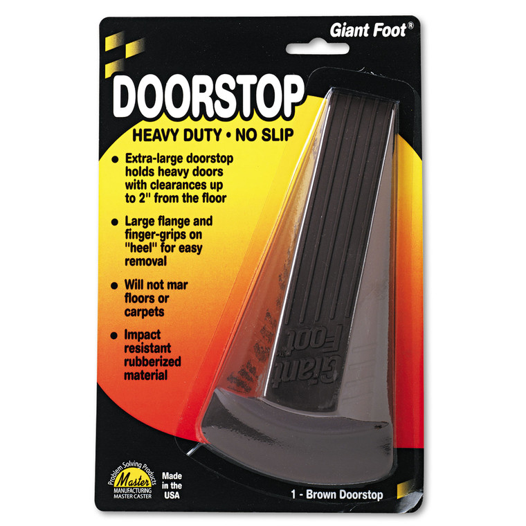 Giant Foot Doorstop, No-Slip Rubber Wedge, 3.5w X 6.75d X 2h, Brown - MAS00964
