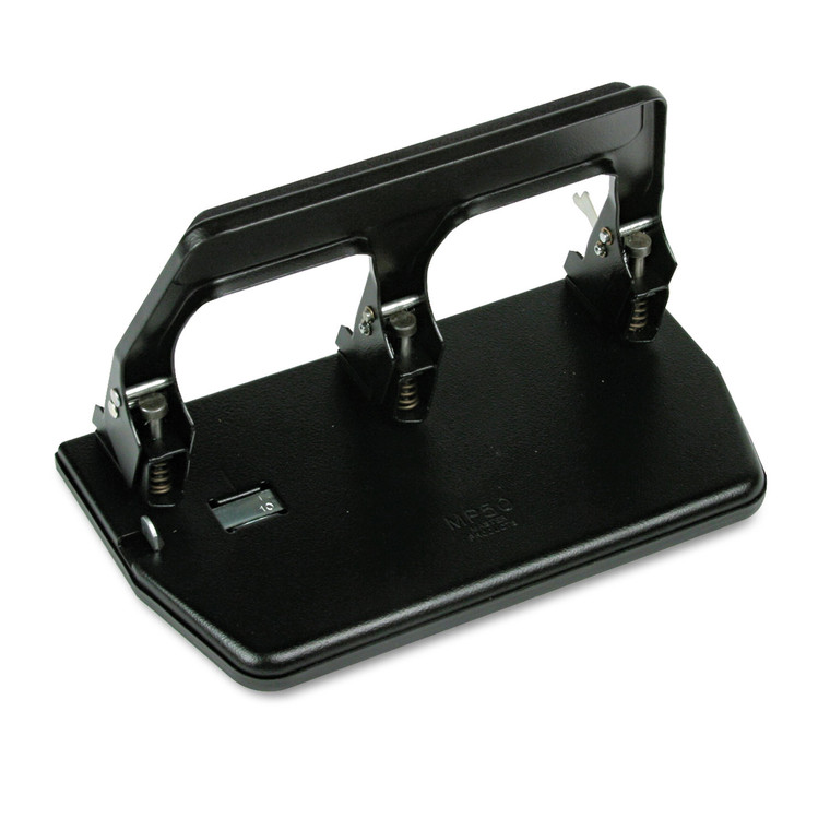 40-Sheet Heavy-Duty Three-Hole Punch With Gel Padded Handle, 9/32" Holes, Black - MATMP50