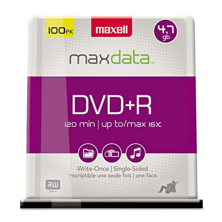Dvd+r High-Speed Recordable Disc, 4.7 Gb, 16x, Spindle, Silver, 100/pack - MAX639016