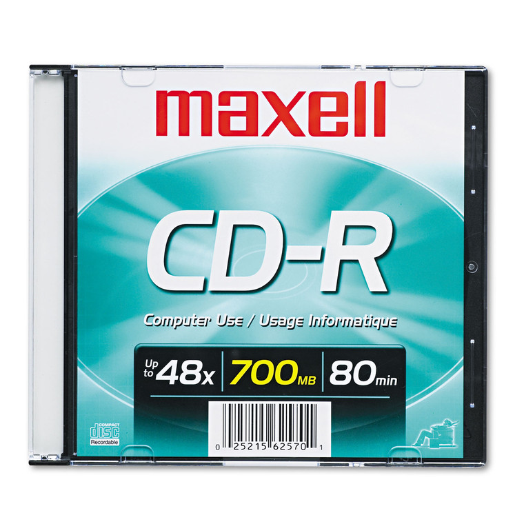 Cd-R Recordable Disc, 700 Mb/80 Min, 48x, Slim Jewel Case, Silver - MAX648201