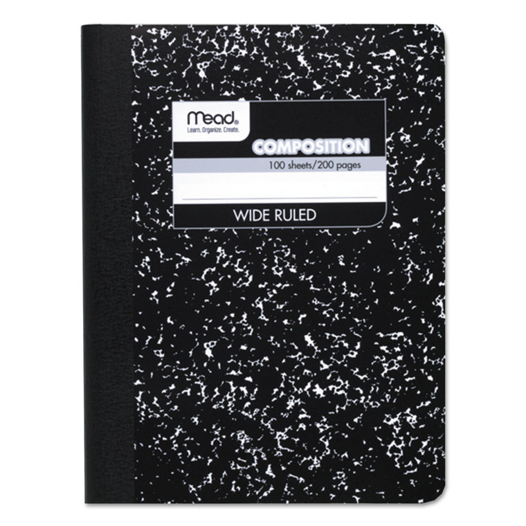 Composition Book, Wide/legal Rule, Black Cover, 9.75 X 7.5, 100 Sheets - MEA09910