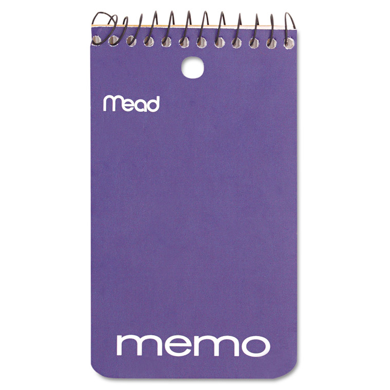 Wirebound Memo Pad With Wall-Hanger Eyelet, Medium/college Rule, Randomly Assorted Cover Colors, 60 White 3 X 5 Sheets - MEA45354