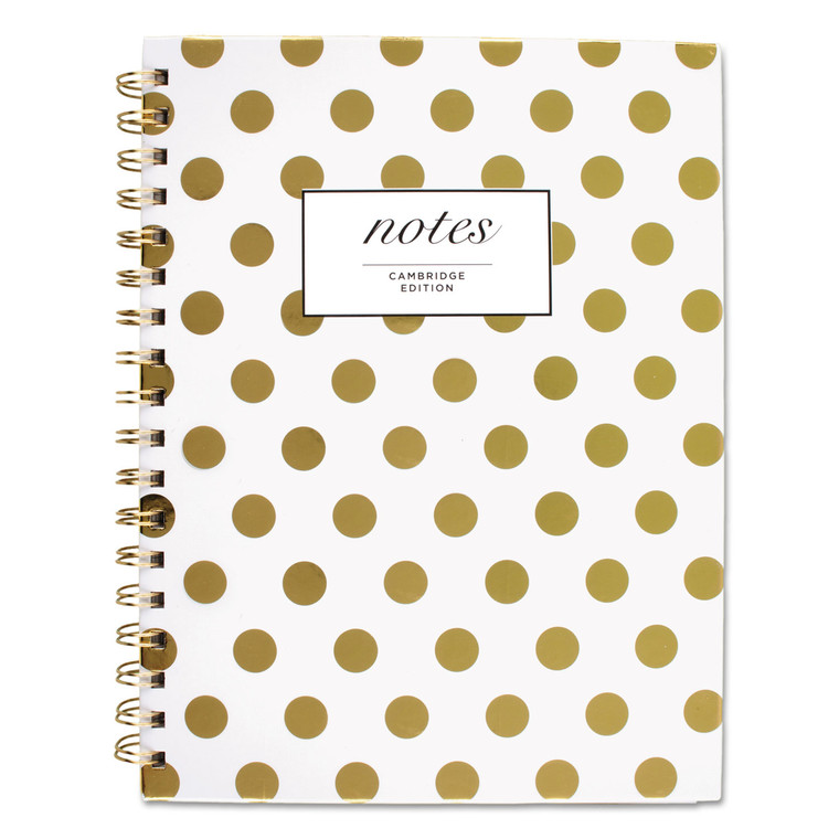 Gold Dots Hardcover Notebook, 1 Subject, Wide/legal Rule, White/gold Cover, 9.5 X 7, 80 Sheets - MEA59016