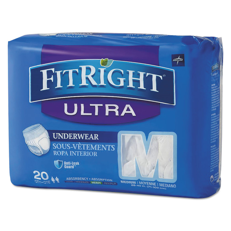 Fitright Ultra Protective Underwear, Medium, 28" To 40" Waist, 20/pack - MIIFIT23005A