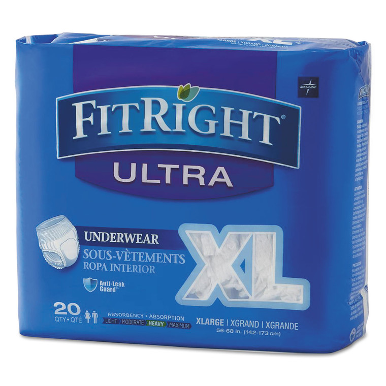 Fitright Ultra Protective Underwear, X-Large, 56" To 68" Waist, 20/pack, 4 Pack/carton - MIIFIT23600ACT