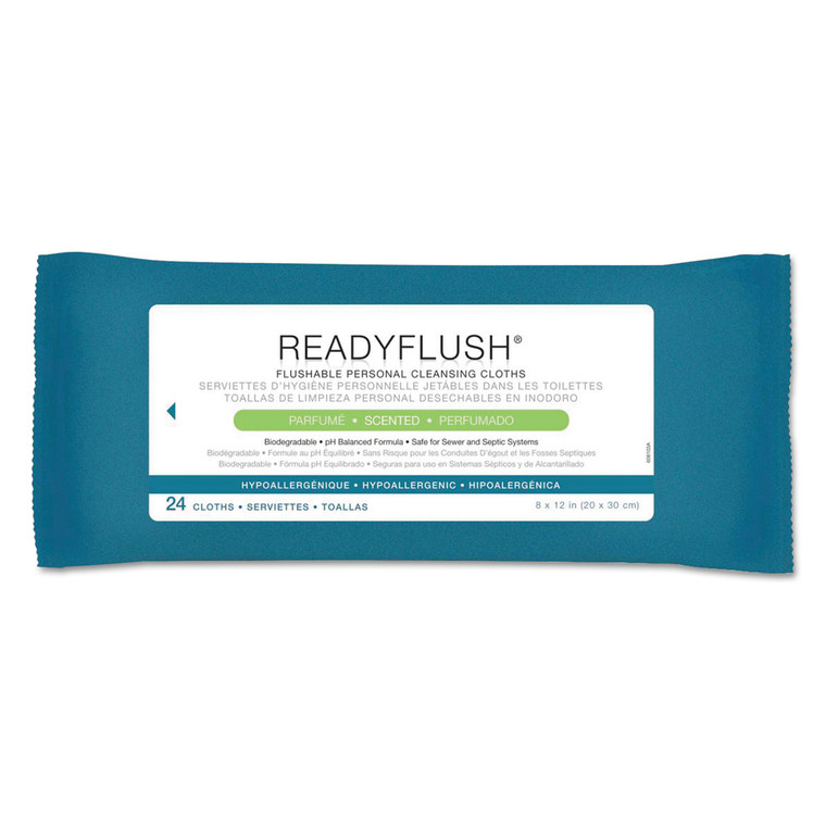 Readyflush Biodegradable Flushable Wipes, 8 X 12, 24/pack, 24 Pack/carton - MIIMSC263810CT