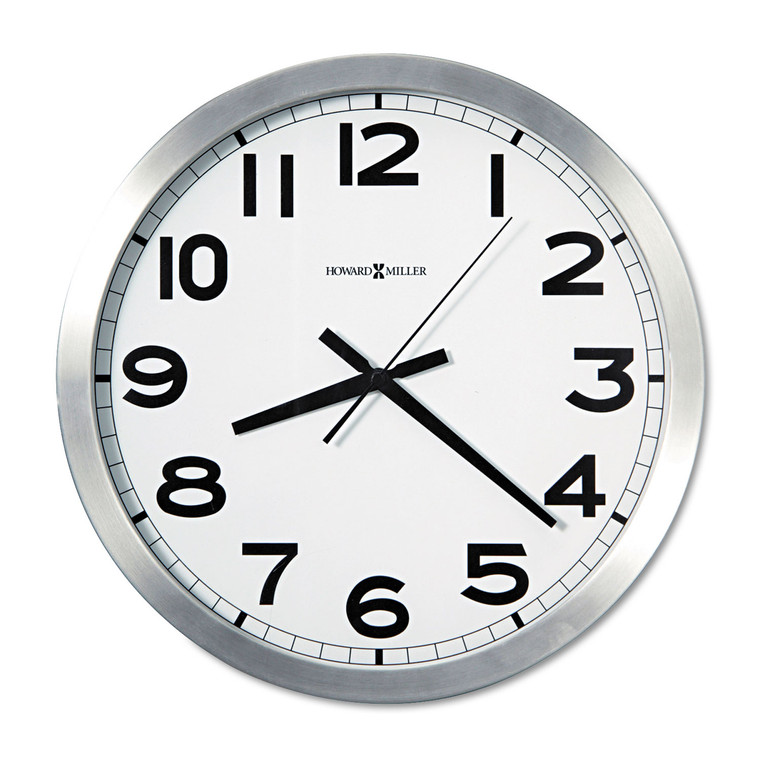Spokane Wall Clock, 15.75" Overall Diameter, Silver Case, 1 Aa (sold Separately) - MIL625450